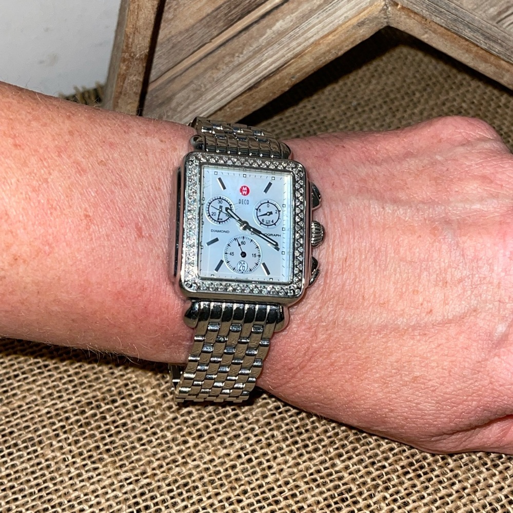 Michele Deco 18 Diamond MOP Bracelet Watch - Picture 9 of 16